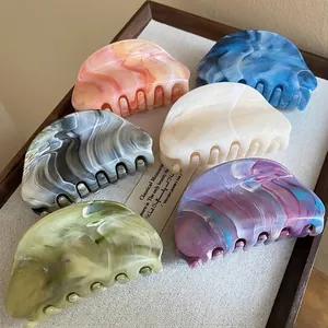 Haarklammer Acryl Marmor Muster Große Shark Clip Französisch Retro Mode Haar Styling Accessoire Für Frauen
