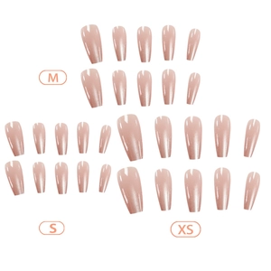 Unghie finte bianco perlato effetto cat-eye forma a trapezio lungo, taglie M S XS