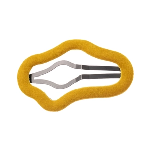 Modern wavy mustard yellow flocked hair clip with geometric velvet texture on white background