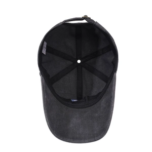 Deep grey washed cotton baseball cap with adjustable metal buckle and soft top