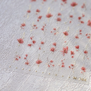 Pink floral nail stickers M-744 with elegant gold glitter accents and matte texture