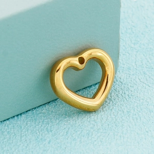 Minimalist golden heart charm pendant for jewelry making with small hole