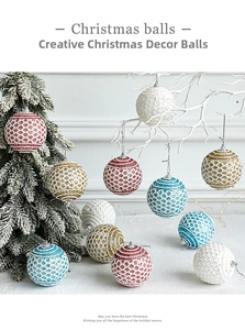 Detailed view of glitter Christmas balls with diamond mesh texture and hanging cords