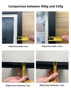 Comparison of frame width and thickness for 900g and 530g kids art storage frames