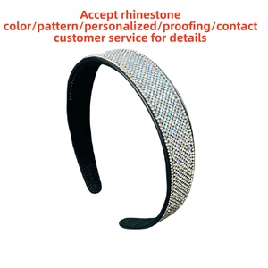 Detail of wide rhinestone headband showing silver round crystals and inner anti-slip teeth
