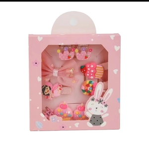 Rosa Haarschmuck-Set für Kinder mit niedlichen Schleifen, Kronen und Erdbeer-Clips