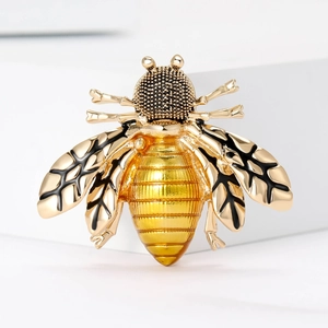 Elegant Bee Brooch Pin Alloy Enamel Insect Shape Golden Black Corsage Accessory Fashion For Women Office Party