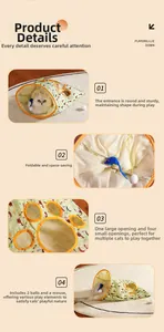 Foldable cat tunnel with crinkle paper, reinforced rings and hanging plush mouse toy