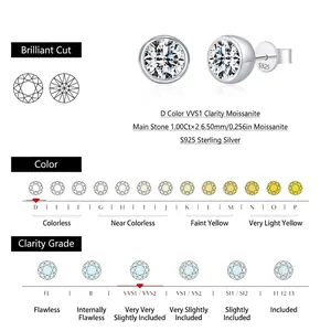 S925 sterling silver bubble stud earrings with 1.0ct D Color VVS1 Moissanite stones