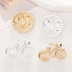 Golden and silver bicycle and sunflower metal accessories for shoes and phone cases