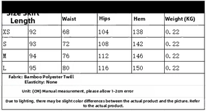 Detailed size guide for linen midi skirt including length waist hip measurements