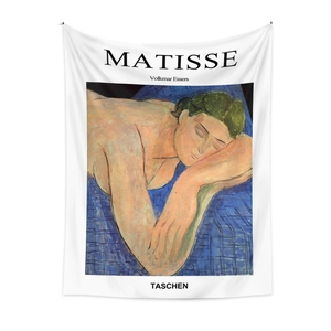 Detailed view of the Matisse art tapestry featuring vibrant oil painting patterns