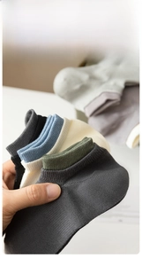 Close-up of double-ribbed cuffs on colorful men's low-cut knit cotton socks