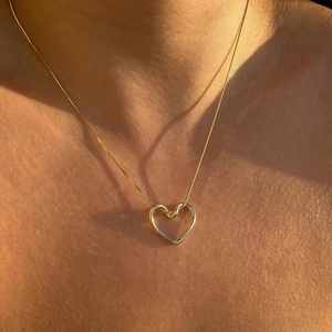 Heart Pendant Necklace For Women Minimalist Alloy Rhinestone Choker Jewelry Elegant Creative Gift Fashion Accessory