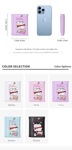 Short tri-fold PU leather wallet for women with cute cat patterns and size comparison