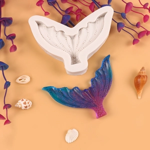 Macro view of mermaid tail silicone mold showing detailed scale texture for DIY baking