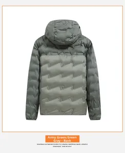 Rückansicht der wattierten Graphen-Herrenjacke mit horizontaler Steppung in Armeegrün