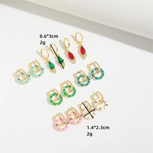 Colorful gemstone drop earrings and hoop set in diverse vibrant finishes for women
