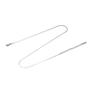 Sleek silver stainless steel snake chain necklace with lobster clasp and extension
