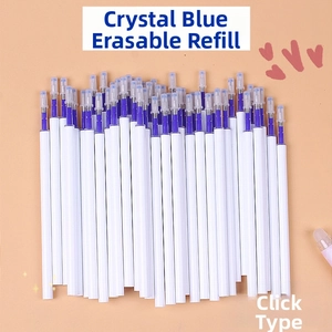 Detail view of crystal blue erasable ink refills for retractable neutral pens