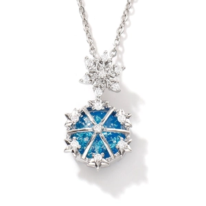 Starry sky stainless steel necklace with blue planet pendant and shimmering zircon crystals