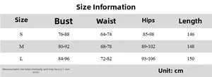 Size chart showing bust, waist, hips and length for summer off-shoulder pleated dress