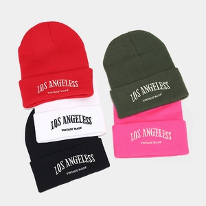 Fashionable knitted beanies with embroidery in multiple colors for men and women
