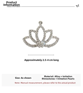 Detailed close-up showing the sparkling rhinestones and silver alloy crown hair comb