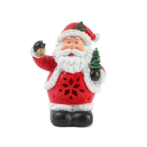 Luminous Santa Claus resin ornament with music and bell details for Christmas decor