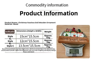 Size chart showing 3D wooden Christmas gnomes with specific height and weight measurements
