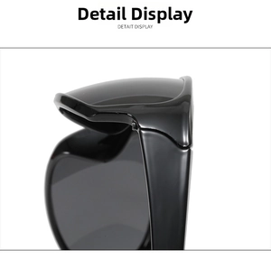 Close-up of the durable hinge structure and glossy black frame on cycling sunglasses