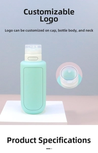 Detailed view of 200ml mint green silicone travel bottle with customization zones