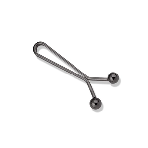 U-shaped dark gray metal scarf clip with dual spheres for secure fabric styling