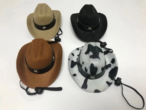 Details von Denim-Haustier-Cowboyhüten mit Sternen und verstellbaren Kinnriemen