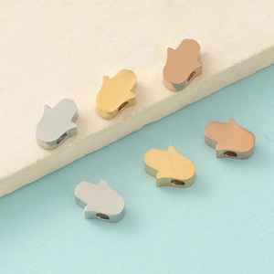 Hamsa Hand Stainless Steel Spacer Beads Mirror Polished Fatima Hand DIY Jewelry Making Small Hole Bracelet Accessories