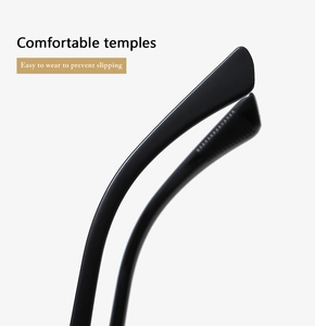 Close-up of black sunglass temples with anti-slip wave pattern for enhanced comfort