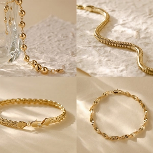 18K Gold Plated Copper Bracelet Modern Geometric Chain For Women Minimalist Luxury Jewelry Accessory