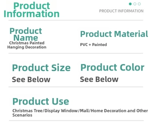 Tableau de spécifications pour ornements de Noël peints en PVC et décorations d'arbre