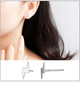 Detailed view of S999 silver lightning stud earrings with S999 hallmark engraving