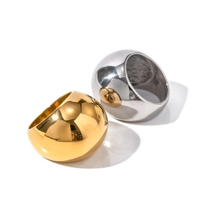 Polished 18K gold and silver dome rings with chunky spherical design for women