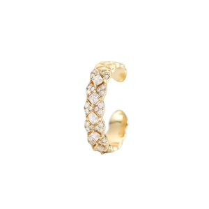 Sparkling 18K gold plated brass ear cuff with zircon stones in a grid design