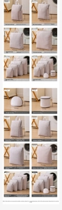 Size chart for mesh laundry bags showing dimensions for small to extra-large options