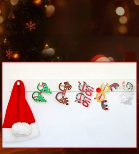 Set of 5 festive Christmas glasses with reindeer antlers and glitter tree designs