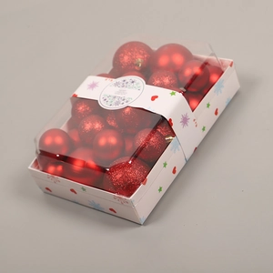 Christmas ball set in red matte, gloss and glitter finishes for tree decoration