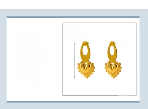 Tableau des tailles détaillé pour boucles d'oreilles cœur en acier plaqué or 18k
