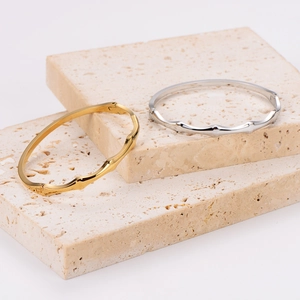 Minimalist Bamboo Joint Bangle 304 Stainless Steel Geometric Buckle Bracelet For Women Elegant Jewelry