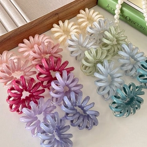 6-piece set of elastic jelly-colored telephone cord hair ties in assorted vibrant shades