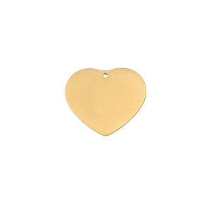 Detail of a 33mm polished golden heart-shaped stainless steel pendant with top bail