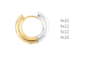Detail view of 4mm stainless steel hoop earrings with clasp and size options