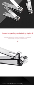 Detailed macro view of sharp curved stainless steel nail clipper blades with high hardness